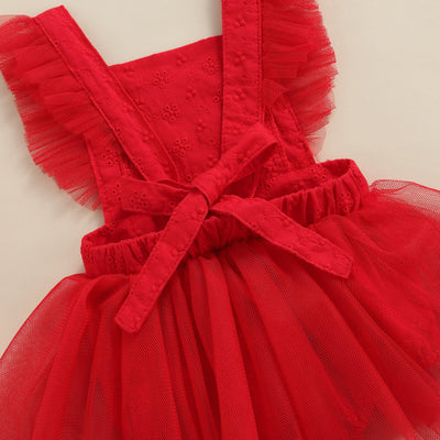 LIZZY Crochet & Tulle Romper Dress with Headband