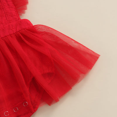 LIZZY Crochet & Tulle Romper Dress with Headband