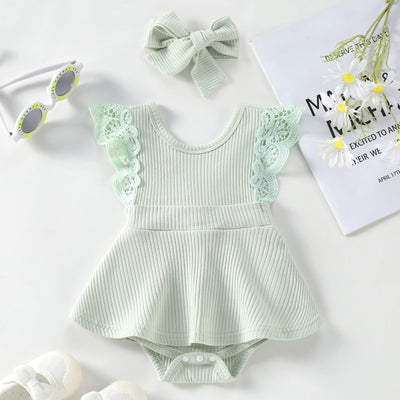 AIMEE Ribbed Lace Romper with Headband