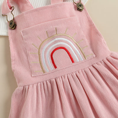 RAINBOW Overall Dress Outfit with Headband