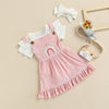 RAINBOW Overall Dress Outfit with Headband