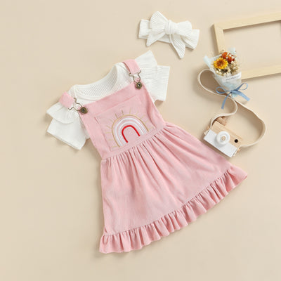 RAINBOW Overall Dress Outfit with Headband