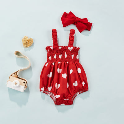HEART Red Romper with Headband
