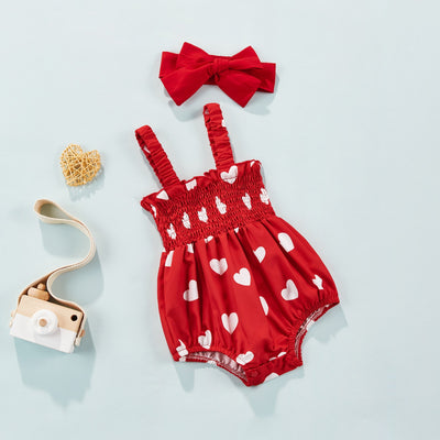 HEART Red Romper with Headband