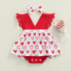QUEEN OF HEARTS Lace Romper Dress with Headband