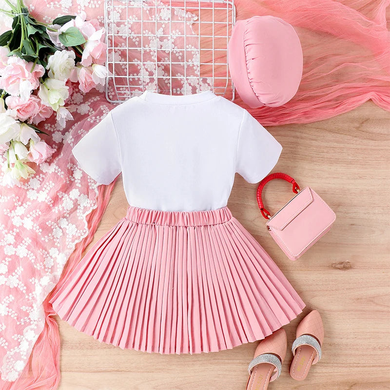 Pink pleated heart skirt best sale