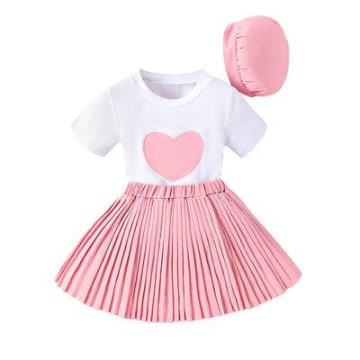 PINK HEART Pleated Skirt Outfit