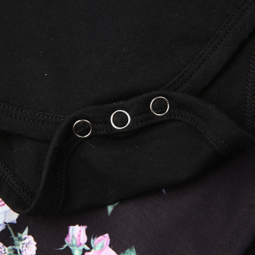 LITTLE SISTER Black Floral Outfit