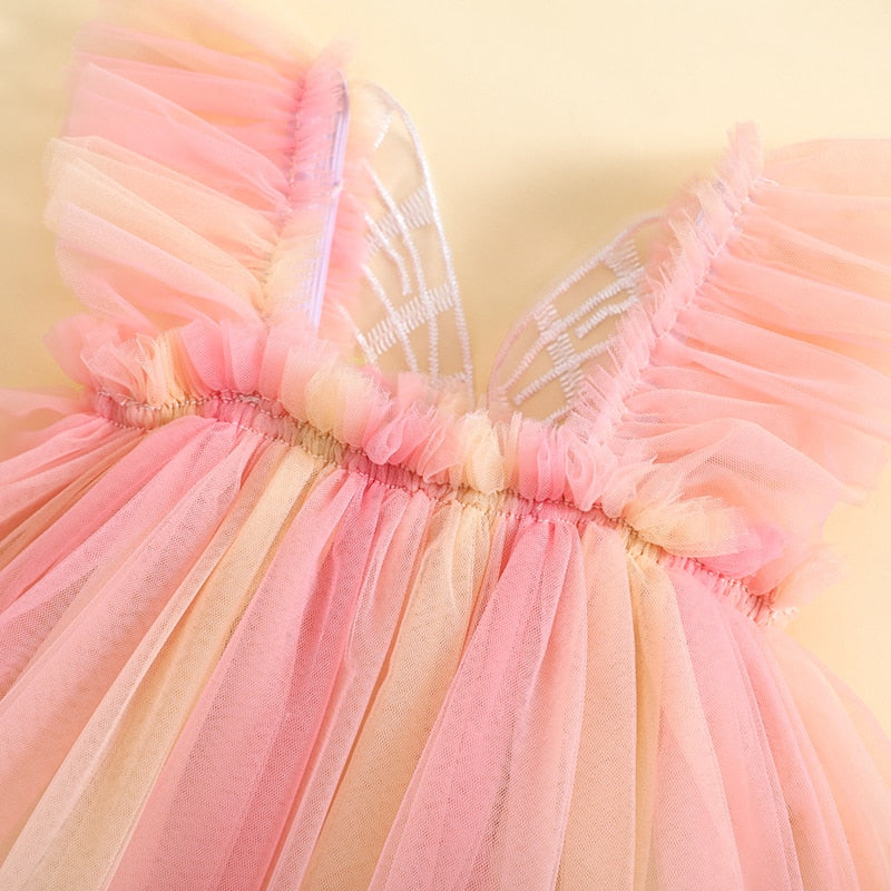 BUTTERFLY Rainbow Tulle Romper Dress