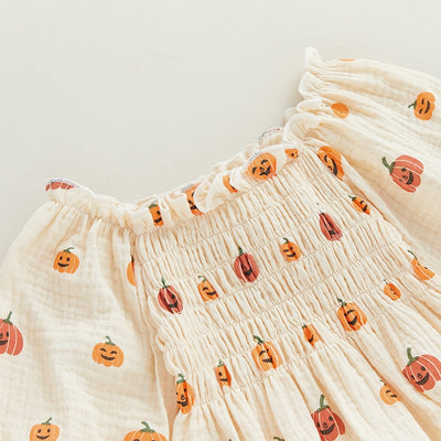 LITTLE PUMPKIN Balloon Sleeve Romper with Headband