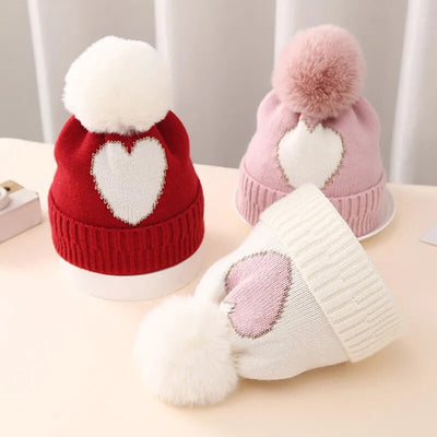 BIG HEART Pompom Beanie