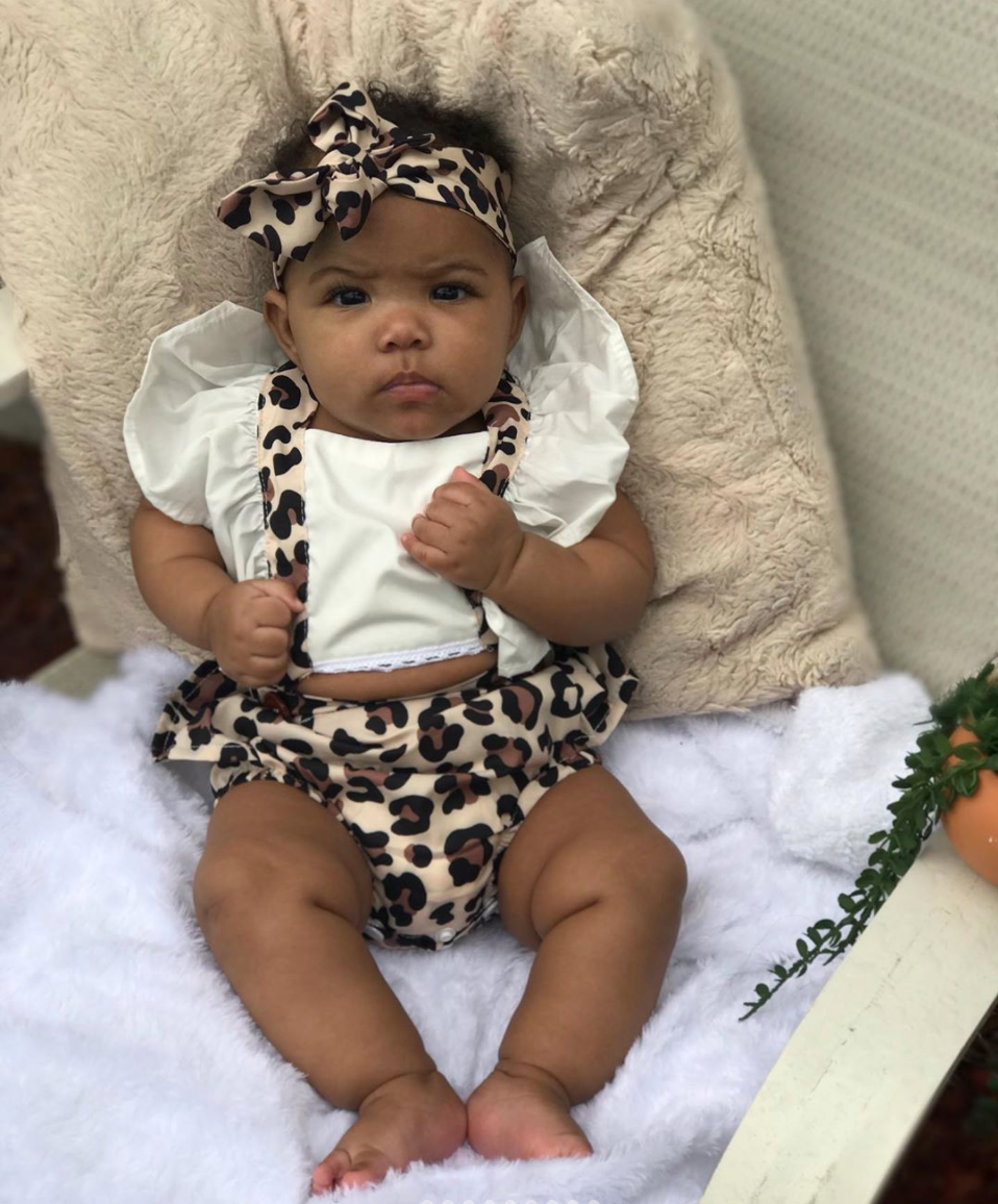 LEOPARD Overall Romper with Headband Hazel Bo