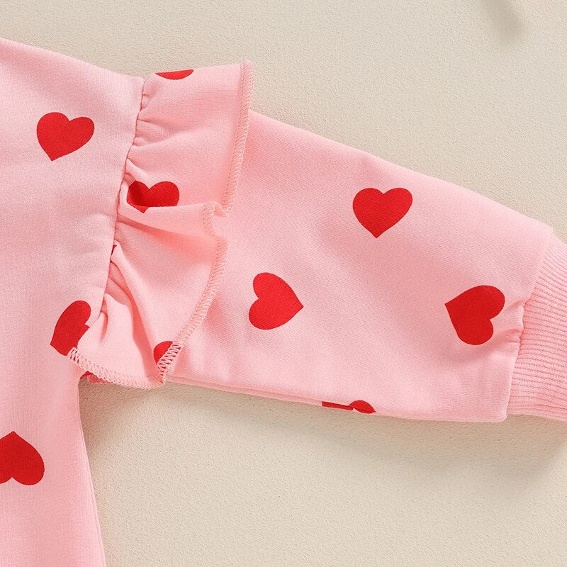 LITTLE HEARTS Ruffle Long-Sleeve Onesie
