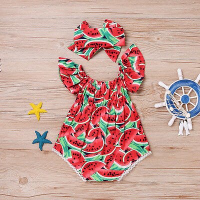 WATERMELON Red Romper with Headband