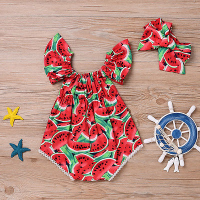 WATERMELON Red Romper with Headband