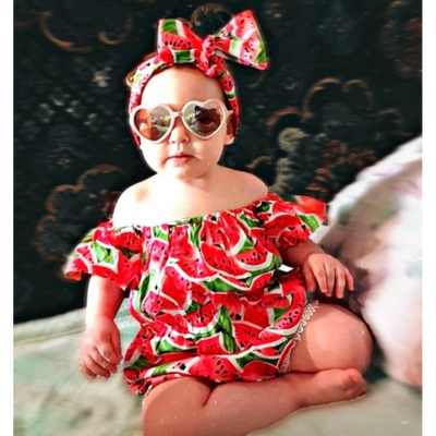 WATERMELON Red Romper with Headband