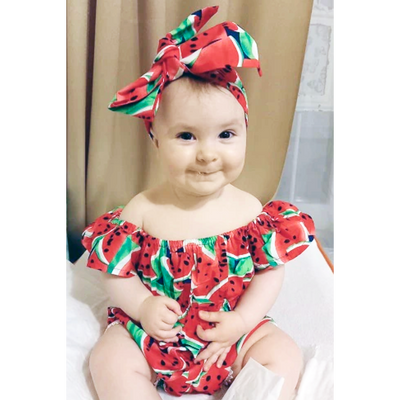 WATERMELON Red Romper with Headband