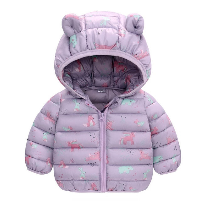 Girls' Teddy Lined Unicorn Ombre Print Zipper Hooded Jacket - Temu