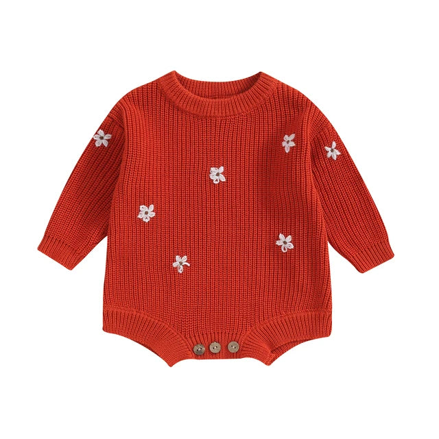 WHITE FLOWERS Knitted Romper