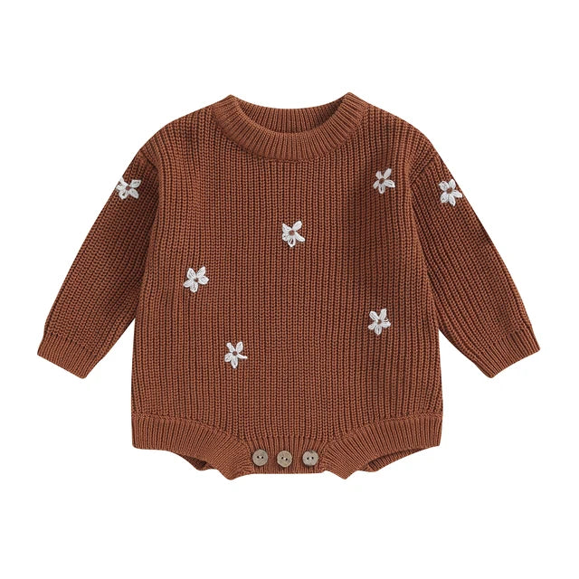 WHITE FLOWERS Knitted Romper