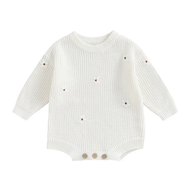 WHITE FLOWERS Knitted Romper