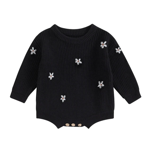 WHITE FLOWERS Knitted Romper