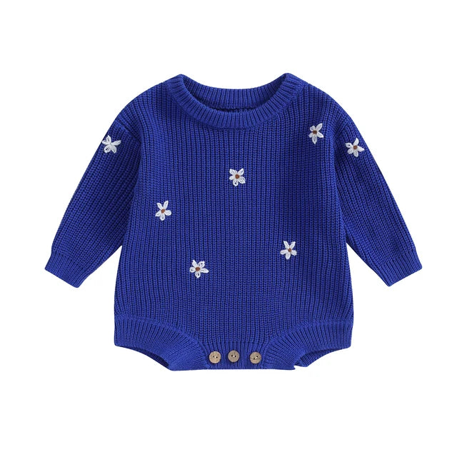 WHITE FLOWERS Knitted Romper