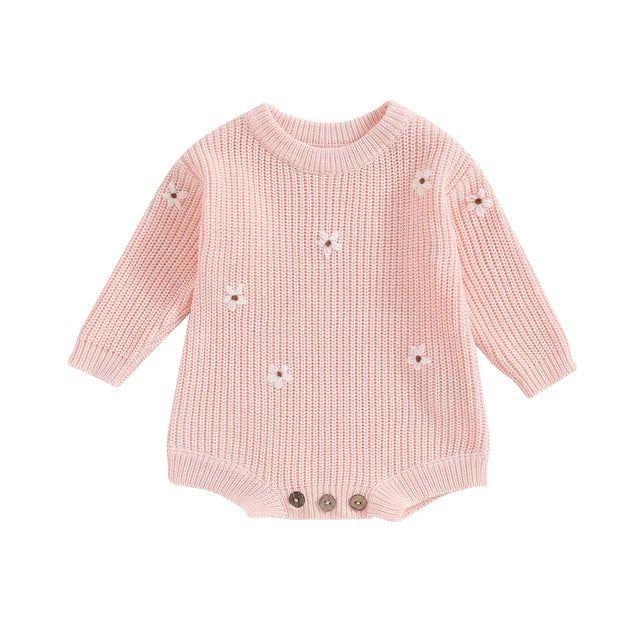 WHITE FLOWERS Knitted Romper