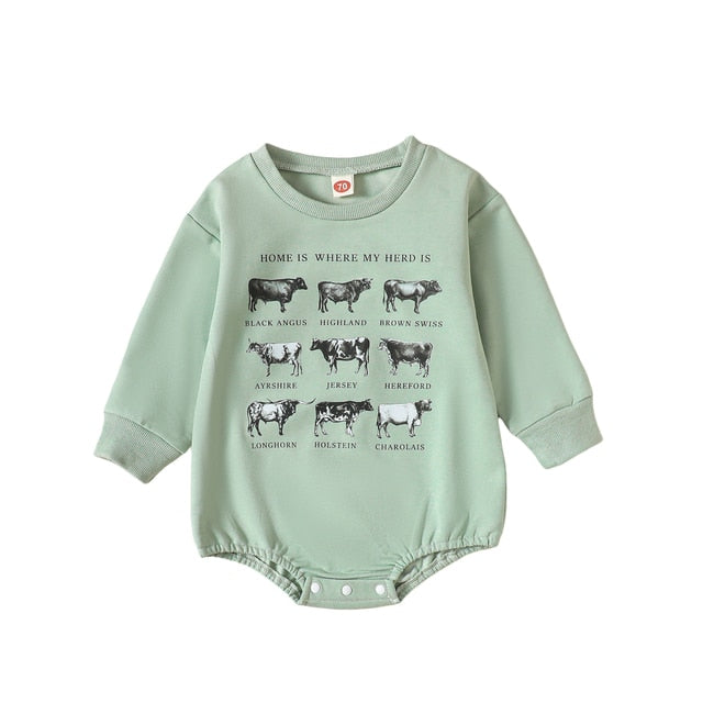 HOME IS WHERE THE HERD IS Long-Sleeve Onesie