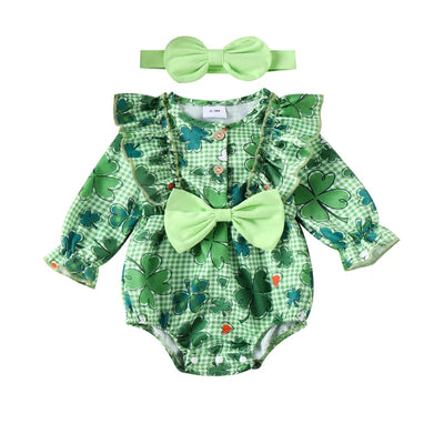 BUNNIES Floral Bowtie Romper with Headband
