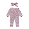 HALLIE Floral Waffle Knit Jumpsuit with Headband