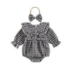 TILLY Checkered Ruffle Collar Romper with Headband