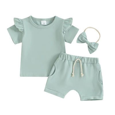 LUCY Ruffle Sleeve Summer Outfit with Headband