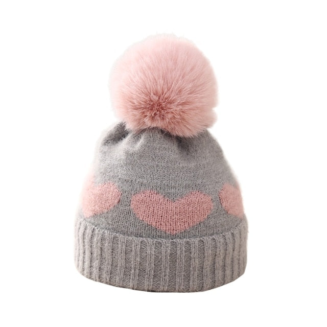 HEART Pompom Beanie