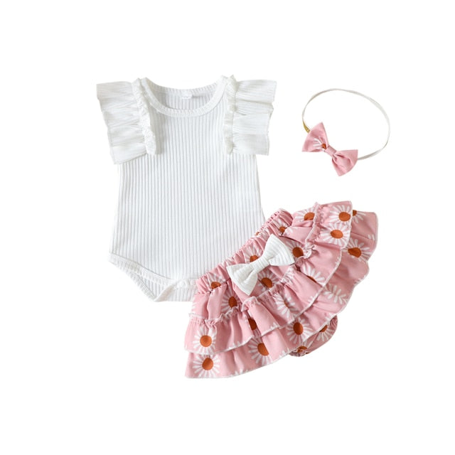 RHEA Floral Ruffle Outfit with Headband