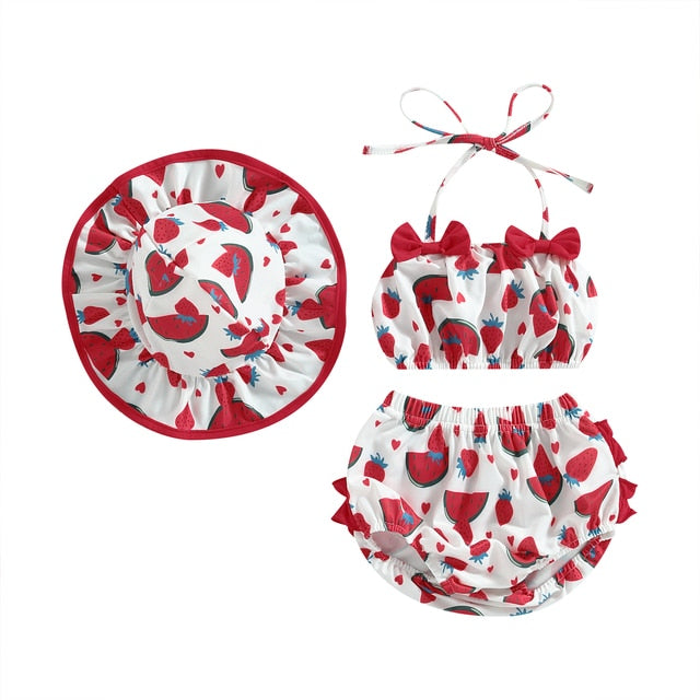 SUMMER VIBES Bowtie Bikini with Sun Hat