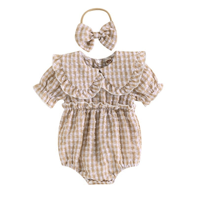 MABEL Checkered Romper with Headband