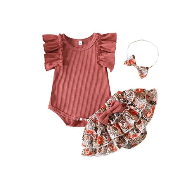 RHEA Floral Ruffle Outfit with Headband