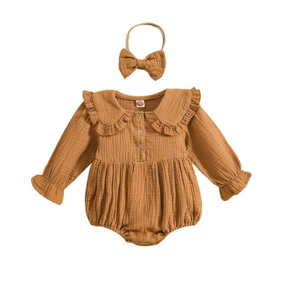 LIZ Ruffle Collar Romper with Headband
