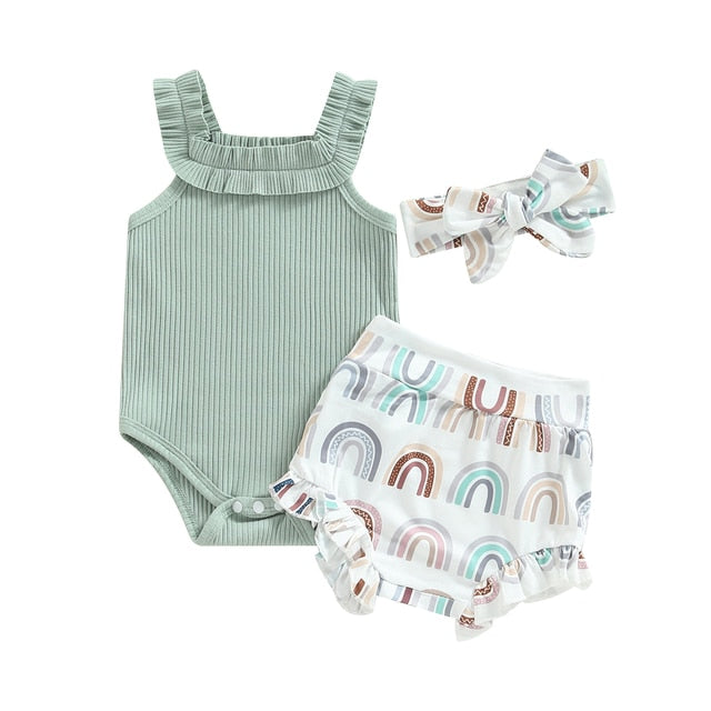 SOLINE Summer Ruffle Outfit with Headband