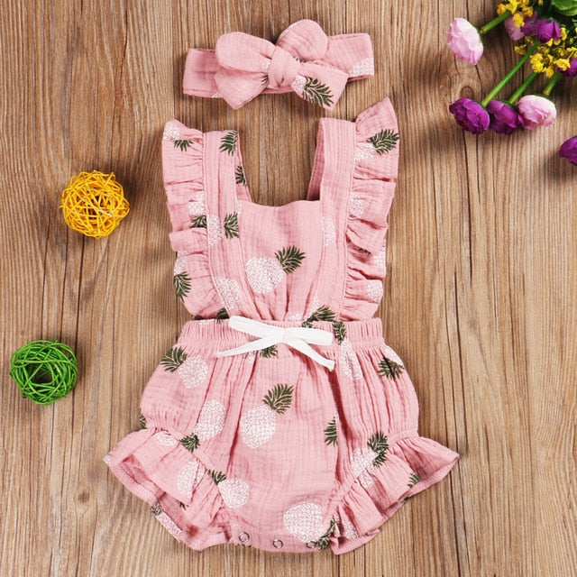 PINEAPPLE Ruffle Romper with Headband