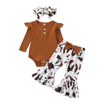 WILD GIRL Animal Print Bellbottom Outfit with Headband