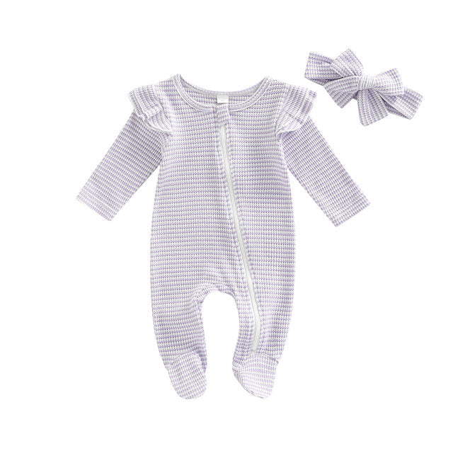 LULLABY Striped Romper with Headband - Hazel & Bo