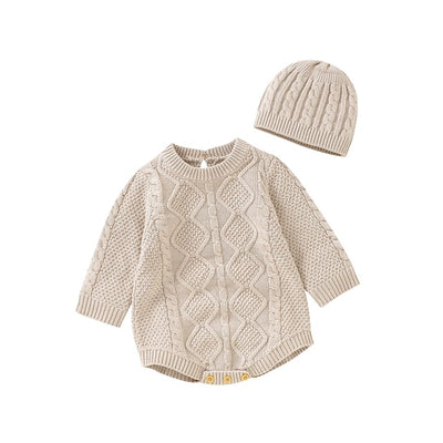 COVE Knitted Romper with Beanie