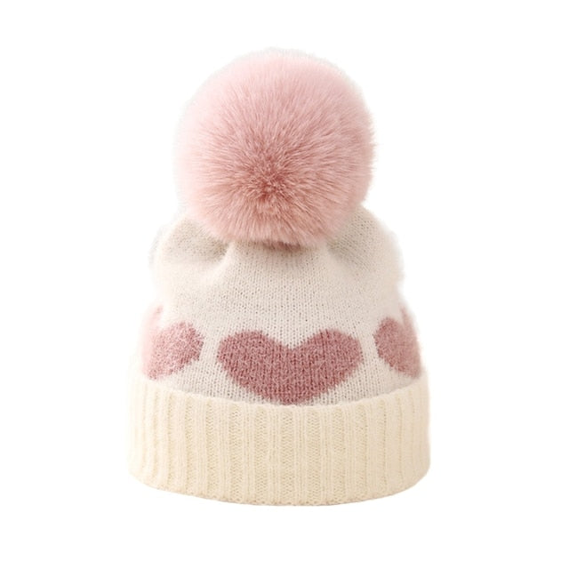 HEART Pompom Beanie