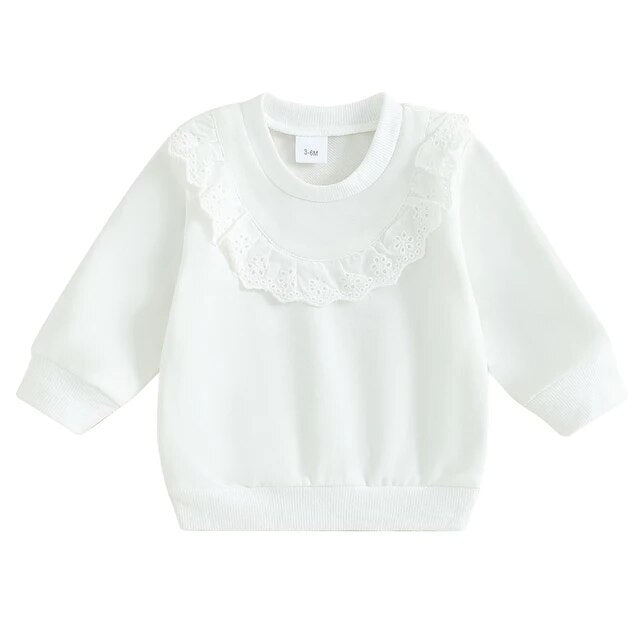 VIOLA Lace Ruffle Sweatshirt